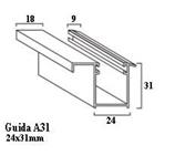 Guide in alluminio A31 (con spazzolino) 24x31mm